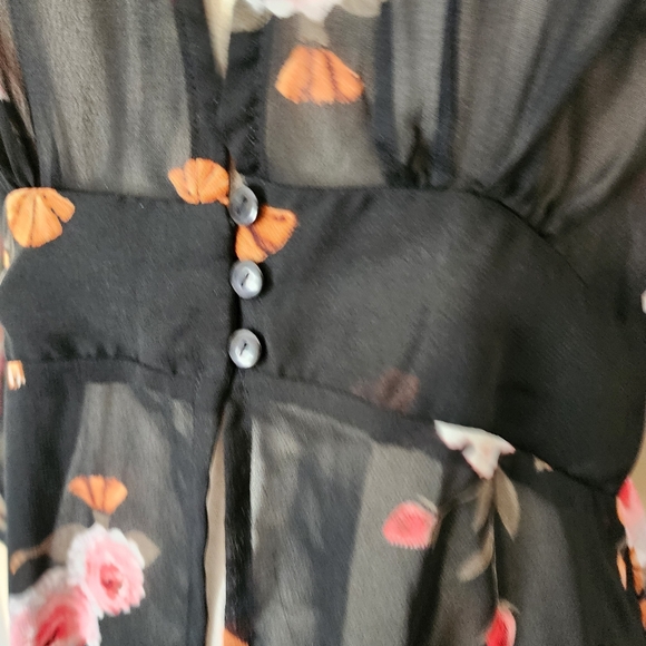 Black Floral Sheer Maxi Dress, Women's M - Picture 9 of 11